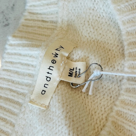 AND THE WHY Holly Jolly oversized ivory holiday sweater S/M M/L combo size - Picture 8 of 8